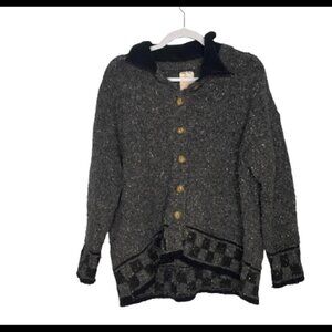 Roisin Dubh Wool Chenille Button Down Sweater Cardigan